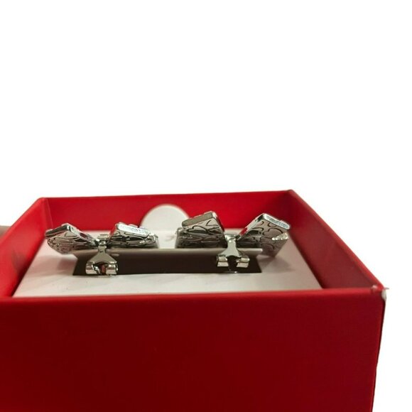 NEW BETSEY JOHNSON BOW EARRINGS SILVER POST LEVERBACK SPARKLY WHITE SILVER NWT N - Picture 5 of 7